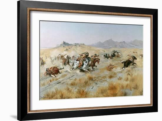 The Attack, 1897-Charles Marion Russell-Framed Giclee Print