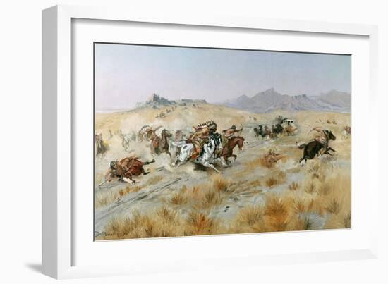 The Attack, 1897-Charles Marion Russell-Framed Giclee Print