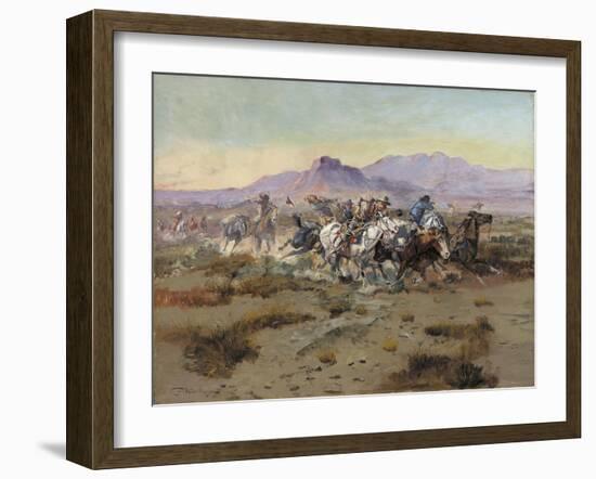 The Attack, 1900-Charles Marion Russell-Framed Giclee Print