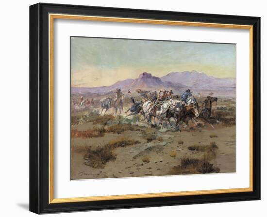 The Attack, 1900-Charles Marion Russell-Framed Giclee Print