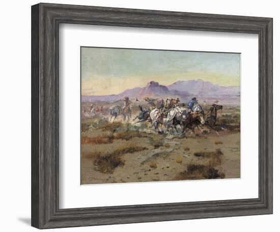 The Attack, 1900-Charles Marion Russell-Framed Giclee Print