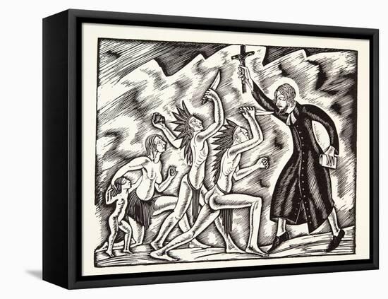 The Attack, from the Travels and Sufferings of Father Jean De Brebeuf, 1938-Eric Gill-Framed Premier Image Canvas