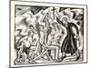 The Attack, from the Travels and Sufferings of Father Jean De Brebeuf, 1938-Eric Gill-Mounted Giclee Print