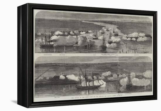 The Attack on the Peiho Forts by the English and French Fleets-null-Framed Premier Image Canvas