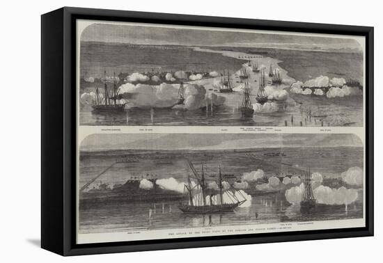 The Attack on the Peiho Forts by the English and French Fleets-null-Framed Premier Image Canvas