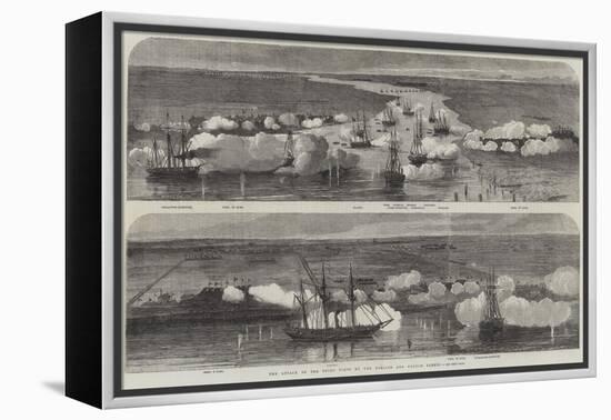 The Attack on the Peiho Forts by the English and French Fleets-null-Framed Premier Image Canvas