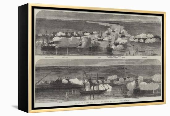 The Attack on the Peiho Forts by the English and French Fleets-null-Framed Premier Image Canvas