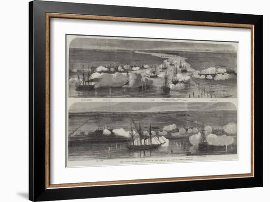 The Attack on the Peiho Forts by the English and French Fleets-null-Framed Giclee Print