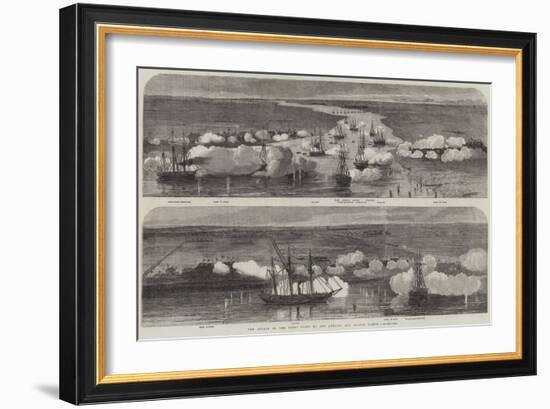 The Attack on the Peiho Forts by the English and French Fleets-null-Framed Giclee Print