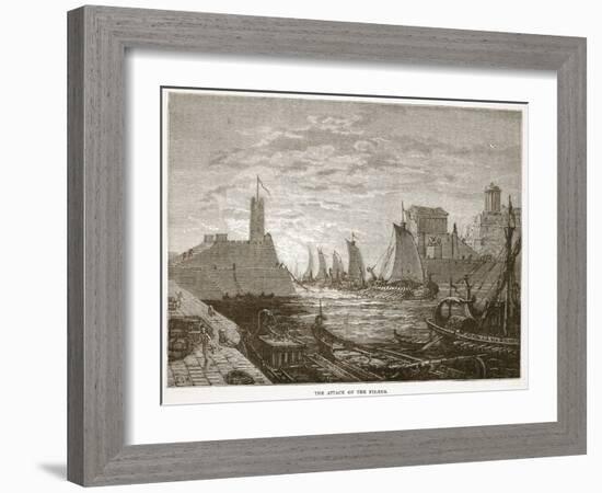 The Attack on the Piraeus (Litho)-English-Framed Giclee Print