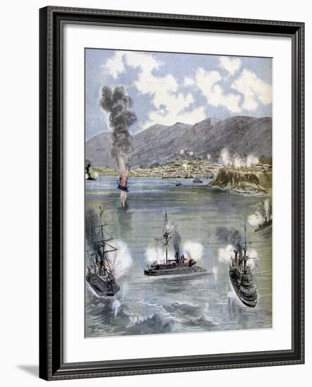 The Attack on Valparaiso, the Chilean Revolution, 1891-null-Framed Giclee Print