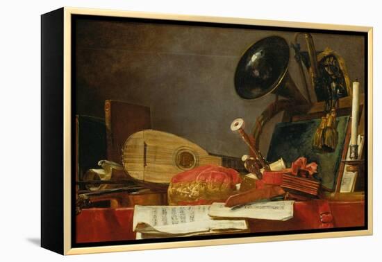 The Attributes of Music-Jean-Baptiste Simeon Chardin-Framed Premier Image Canvas