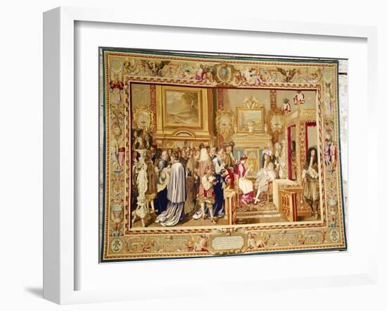 The Audience of Cardinal Chigi with Louis XIV (1638-1715) at Fontainebleau, 29th July 1664-Charles Le Brun-Framed Giclee Print