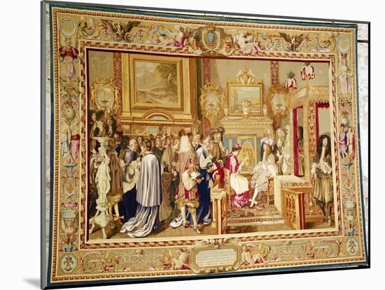 The Audience of Cardinal Chigi with Louis XIV (1638-1715) at Fontainebleau, 29th July 1664-Charles Le Brun-Mounted Giclee Print