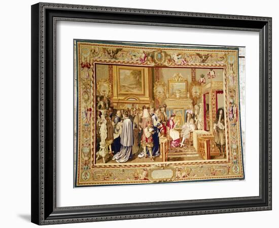 The Audience of Cardinal Chigi with Louis XIV (1638-1715) at Fontainebleau, 29th July 1664-Charles Le Brun-Framed Giclee Print