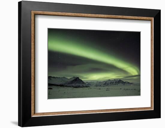 The Aurora Borealis in Iceland with Mountains in the Background-Alex Saberi-Framed Photographic Print