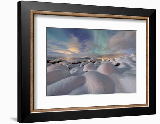 The Aurora Borealis (Northern Lights) Illuminate Snowy Landscape on a Starry Night Stronstad-Roberto Moiola-Framed Photographic Print