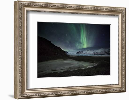 The Aurora Borealis over a Glacier in the Skaftafell National Park in Iceland-Alex Saberi-Framed Photographic Print