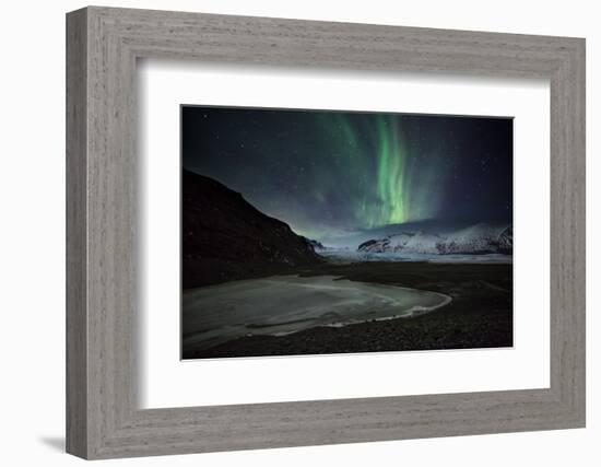 The Aurora Borealis over a Glacier in the Skaftafell National Park in Iceland-Alex Saberi-Framed Photographic Print