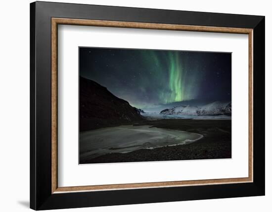 The Aurora Borealis over a Glacier in the Skaftafell National Park in Iceland-Alex Saberi-Framed Photographic Print