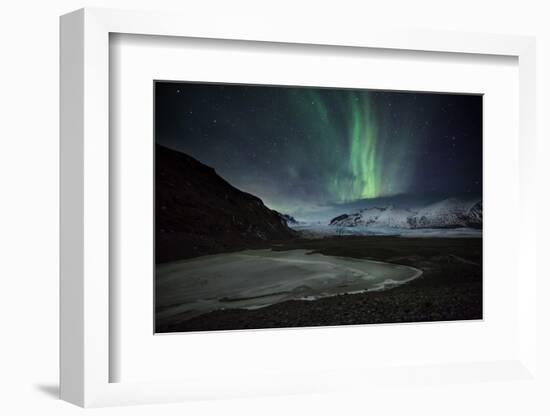 The Aurora Borealis over a Glacier in the Skaftafell National Park in Iceland-Alex Saberi-Framed Photographic Print