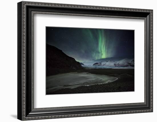 The Aurora Borealis over a Glacier in the Skaftafell National Park in Iceland-Alex Saberi-Framed Photographic Print