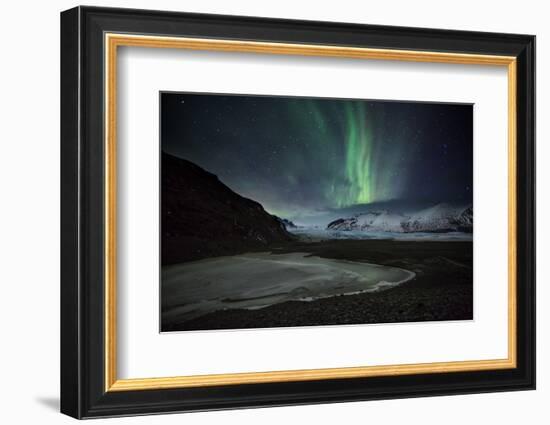 The Aurora Borealis over a Glacier in the Skaftafell National Park in Iceland-Alex Saberi-Framed Photographic Print