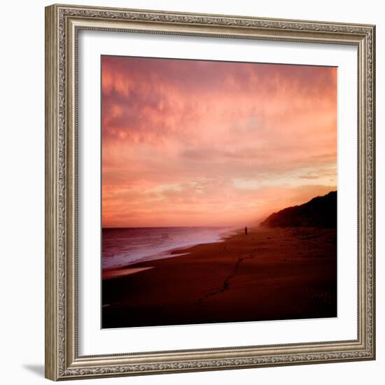 The Australian Coast at Sunset with a Figure in the Distance-Trigger Image-Framed Photographic Print