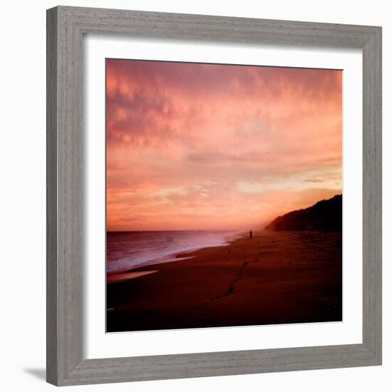 The Australian Coast at Sunset with a Figure in the Distance-Trigger Image-Framed Photographic Print