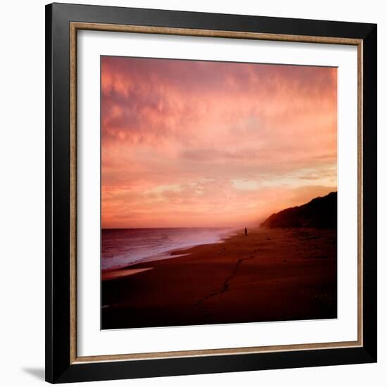 The Australian Coast at Sunset with a Figure in the Distance-Trigger Image-Framed Photographic Print