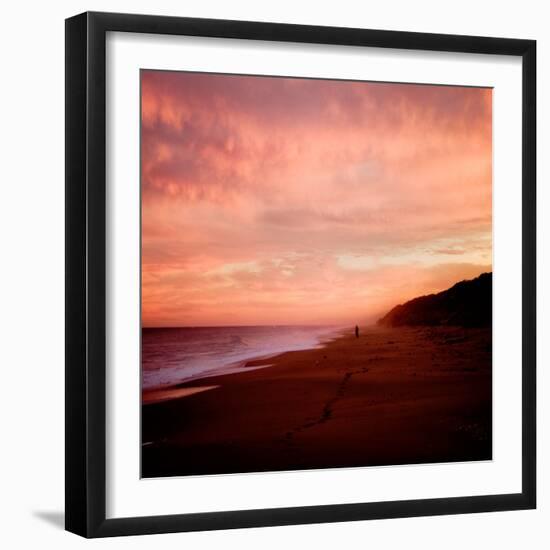 The Australian Coast at Sunset with a Figure in the Distance-Trigger Image-Framed Photographic Print