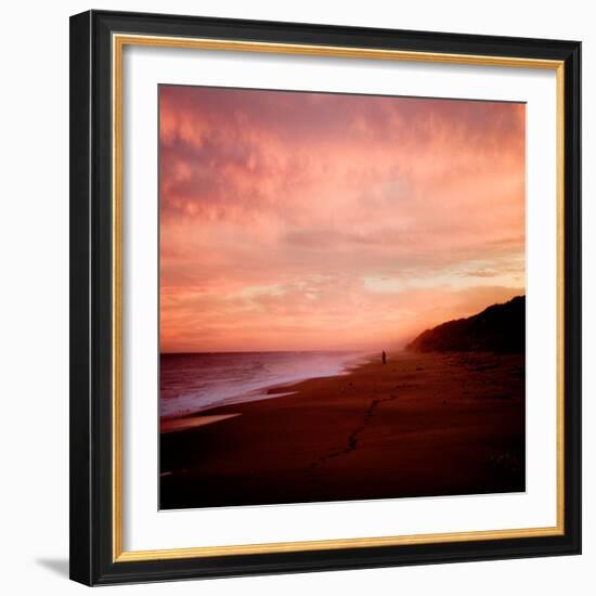 The Australian Coast at Sunset with a Figure in the Distance-Trigger Image-Framed Photographic Print