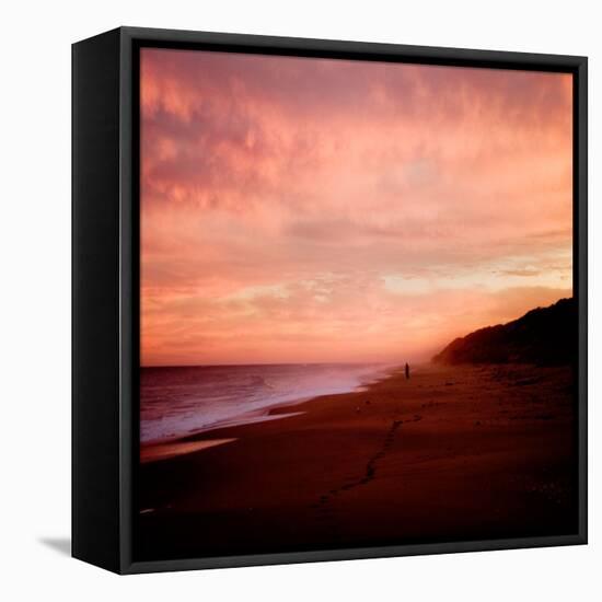 The Australian Coast at Sunset with a Figure in the Distance-Trigger Image-Framed Premier Image Canvas