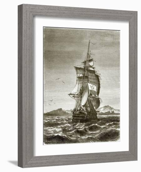 The Austrian Frigate, 'Novara' Off the Island of St. Paul-English-Framed Giclee Print