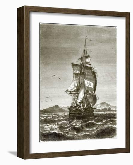 The Austrian Frigate, 'Novara' Off the Island of St. Paul-English-Framed Giclee Print