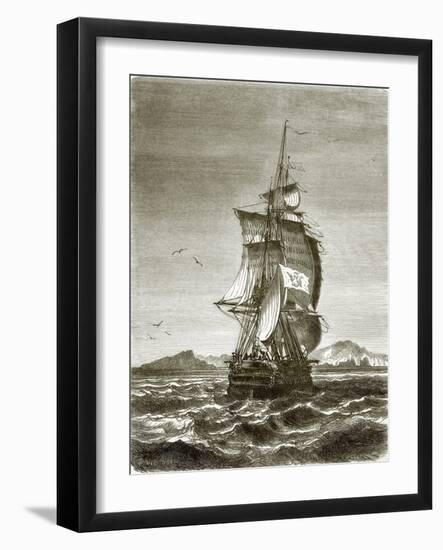 The Austrian Frigate, 'Novara' Off the Island of St. Paul-English-Framed Giclee Print