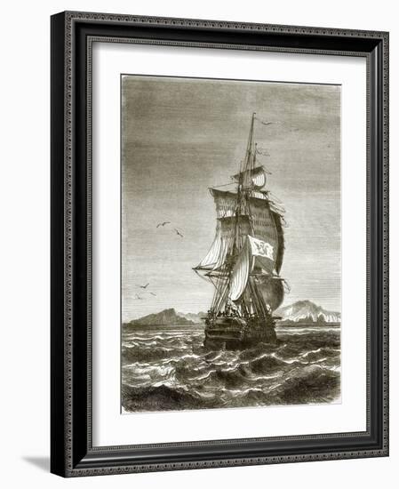 The Austrian Frigate, 'Novara' Off the Island of St. Paul-English-Framed Giclee Print