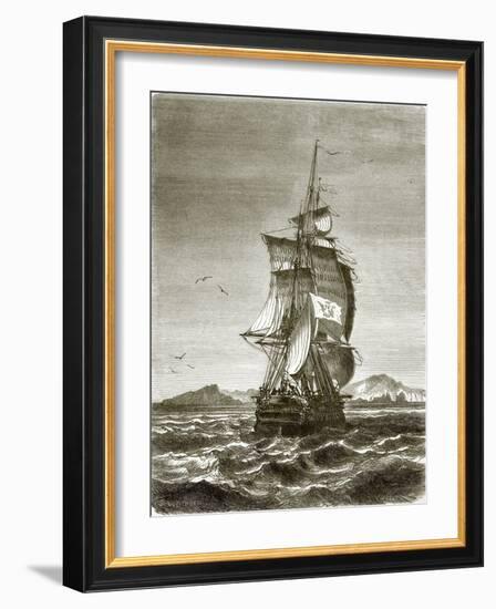 The Austrian Frigate, 'Novara' Off the Island of St. Paul-English-Framed Giclee Print