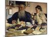 The Author Leo Tolstoy with His Wife in Yasnaya Polyana, 1907-Il'ya Repin-Mounted Giclee Print