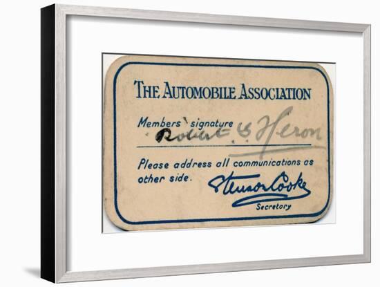 'The Automobile Association: Membership card', 1936-Unknown-Framed Giclee Print