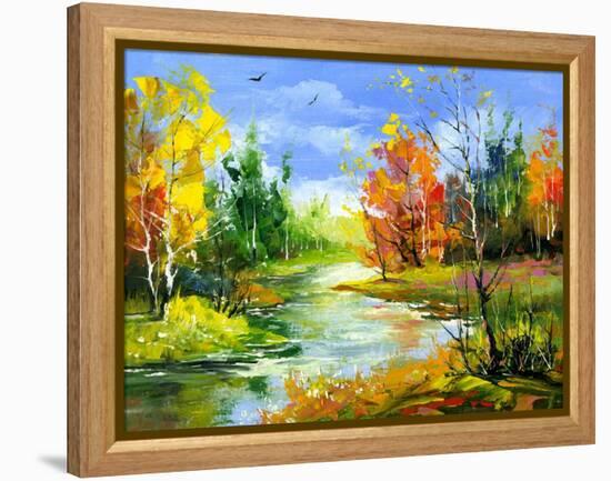 The Autumn Landscape Executed By Oil On A Canvas-balaikin2009-Framed Stretched Canvas