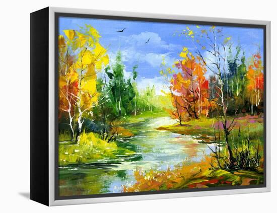 The Autumn Landscape Executed By Oil On A Canvas-balaikin2009-Framed Stretched Canvas
