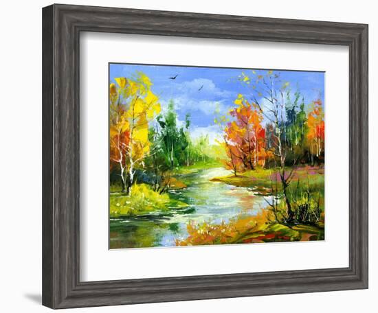 The Autumn Landscape Executed By Oil On A Canvas-balaikin2009-Framed Art Print