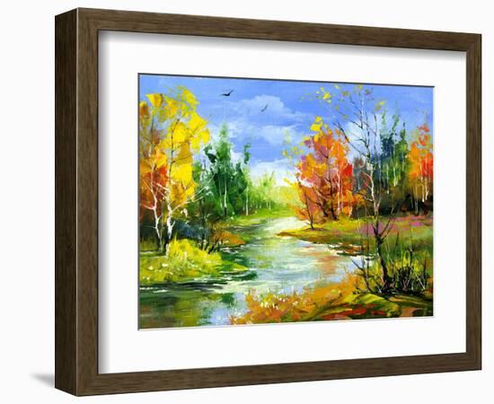 The Autumn Landscape Executed By Oil On A Canvas-balaikin2009-Framed Art Print