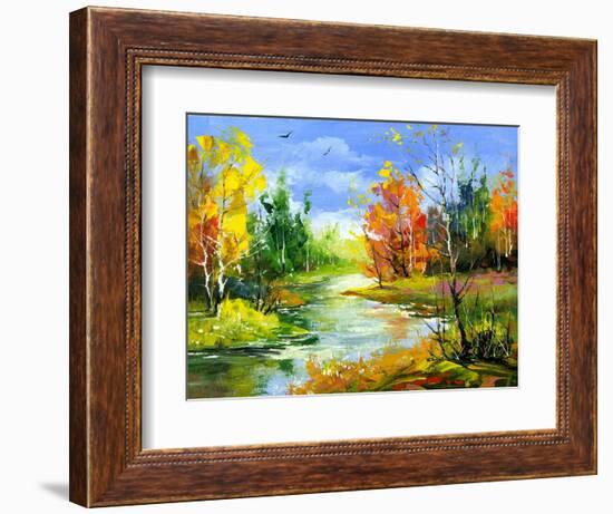 The Autumn Landscape Executed By Oil On A Canvas-balaikin2009-Framed Art Print