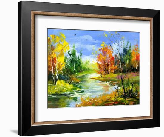 The Autumn Landscape Executed By Oil On A Canvas-balaikin2009-Framed Art Print