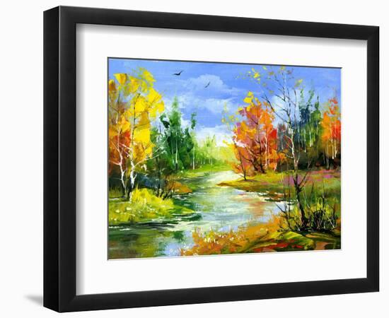 The Autumn Landscape Executed By Oil On A Canvas-balaikin2009-Framed Art Print