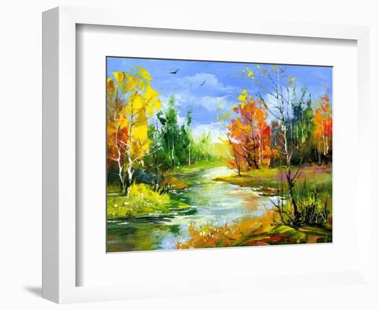 The Autumn Landscape Executed By Oil On A Canvas-balaikin2009-Framed Art Print