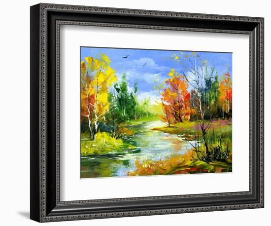 The Autumn Landscape Executed By Oil On A Canvas-balaikin2009-Framed Art Print