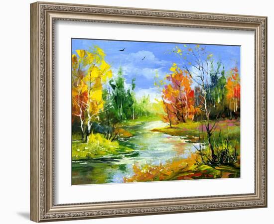 The Autumn Landscape Executed By Oil On A Canvas-balaikin2009-Framed Art Print